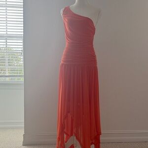Bar III One-Shoulder Coral Dress